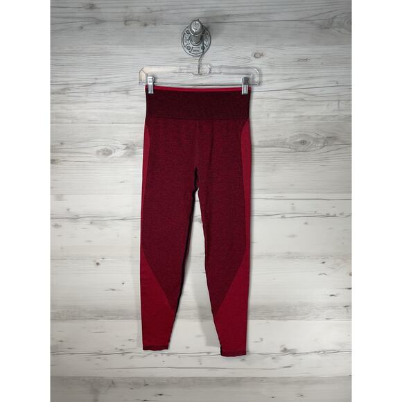 PINK Victoria's Secret Leggings Womens Small Red Seamless Heart Panel High Rise - Picture 1 of 9